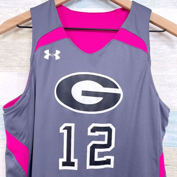 Georgia Bulldogs Under Armour Reversible Tank Top Gray Pink SEC Womens Small - Picture 3 of 11